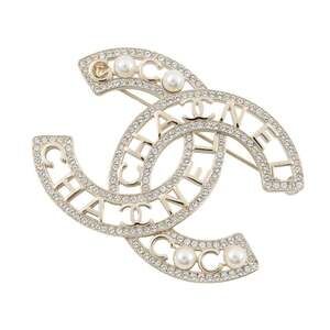 CHANEL Brooch with Coco Mark, Faux Pearl and Rhinestones, B25V, AB4879